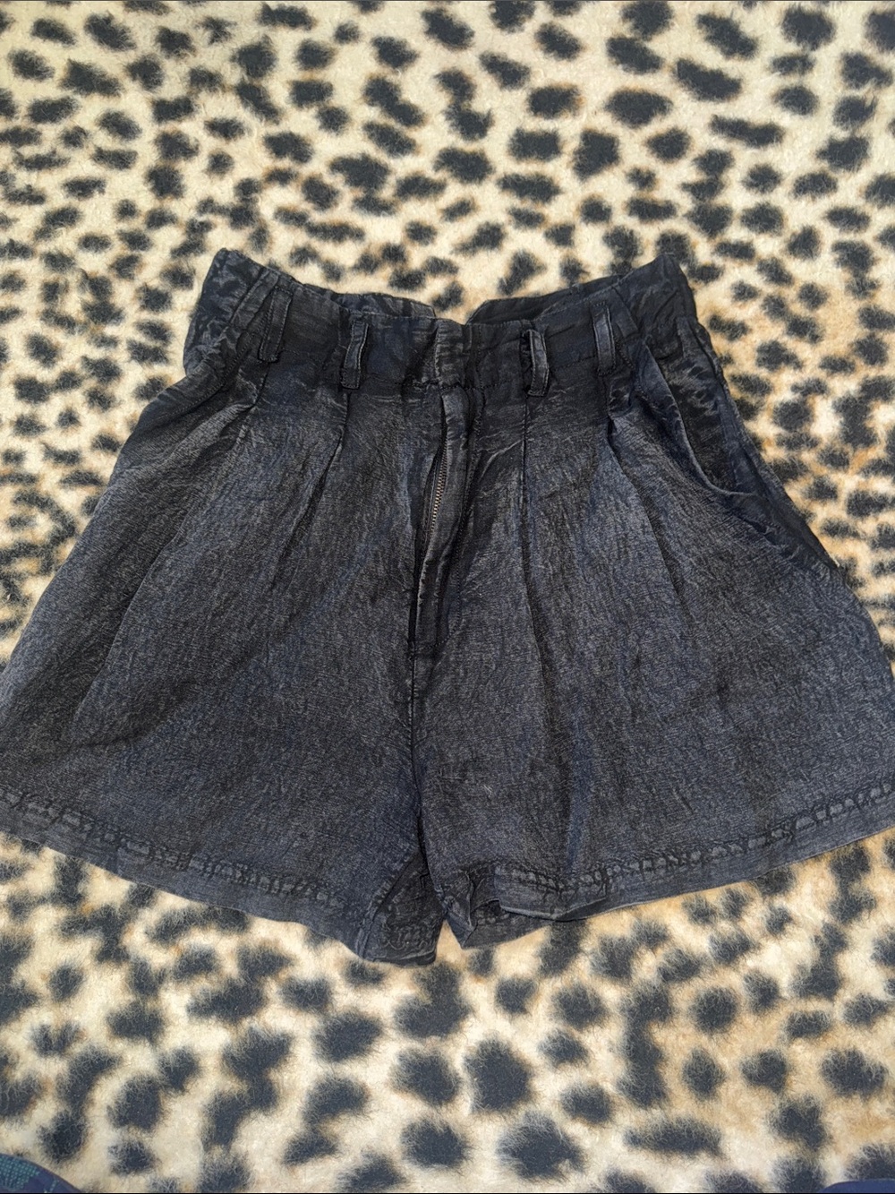 Free People High-Waist Washed Black Pleated Shorts